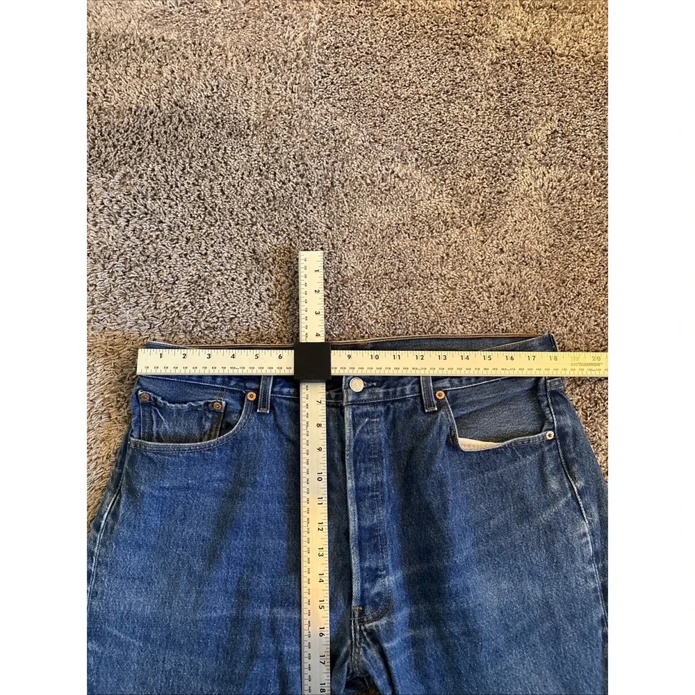 Levi's 501 Jeans Mens 38x30 Regular Straight Leg Button Fly Dark Wash Blue Denim